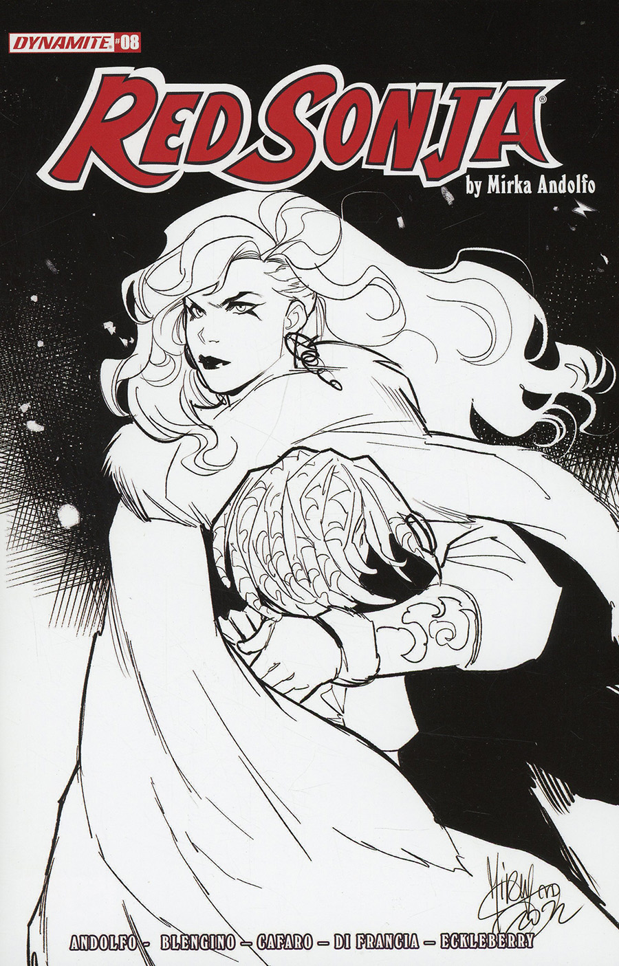 Red Sonja Vol 9 #8 Cover F Incentive Mirka Andolfo Black & White Cover