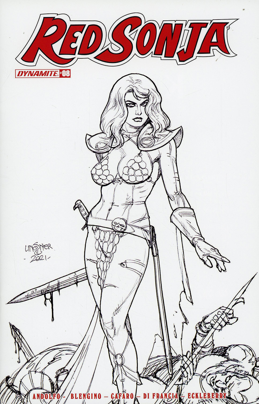 Red Sonja Vol 9 #8 Cover H Incentive Joseph Michael Linsner Black & White Cover