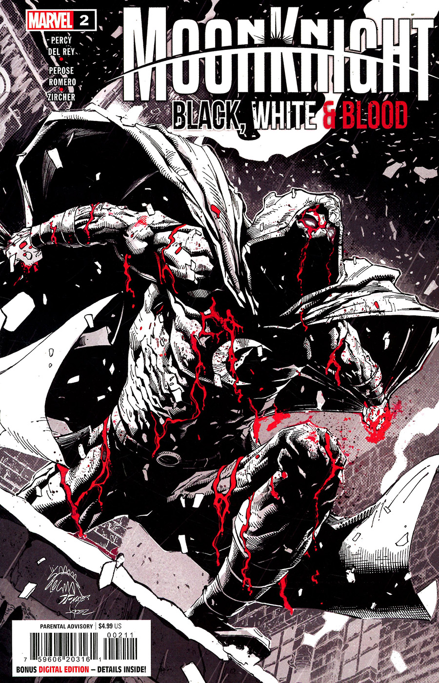 Moon Knight Black White & Blood #2 Cover A Regular Ryan Stegman Cover