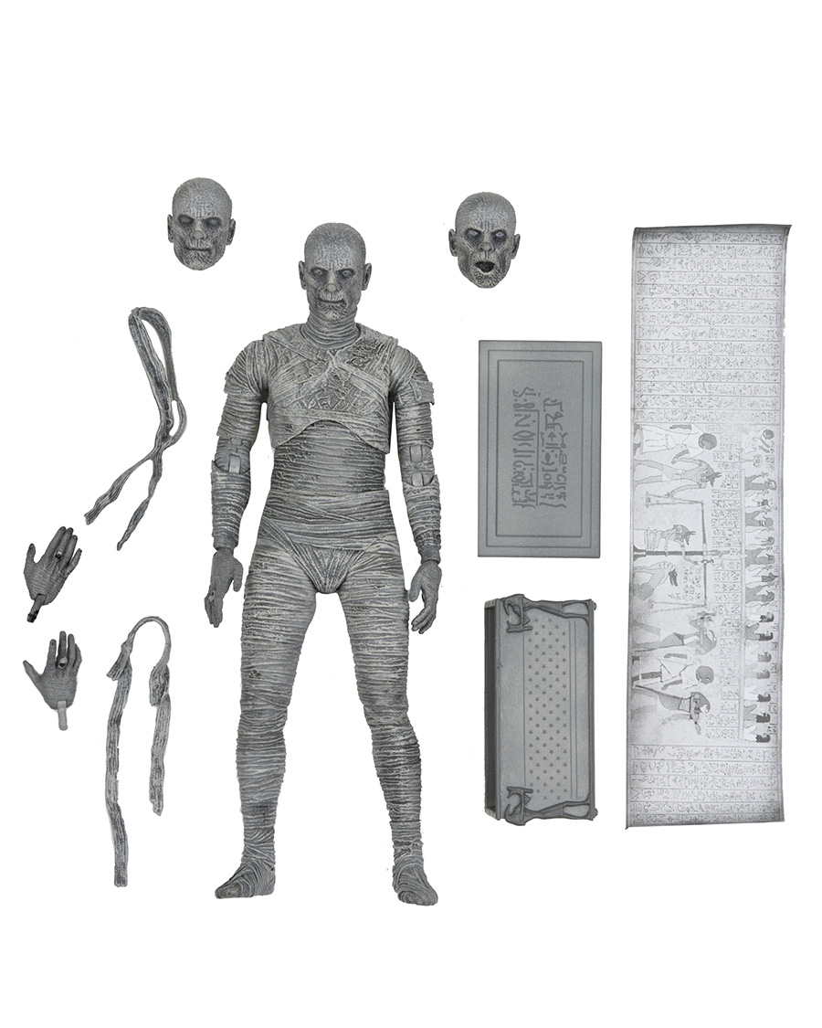 Universal Monsters Mummy 7-Inch Ultimate Action Figure Black & White Version