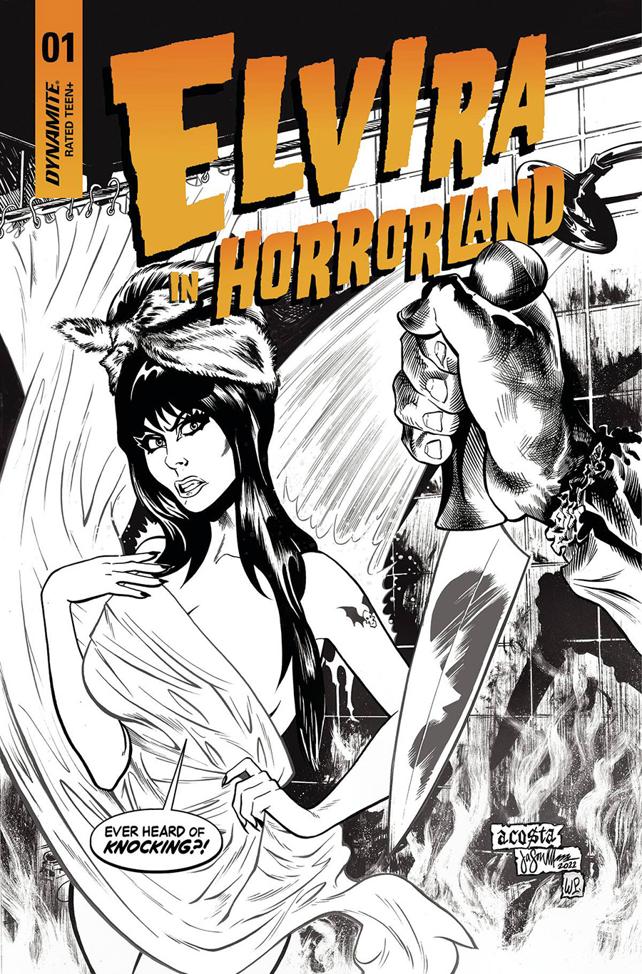 Elvira In Horrorland #1 Cover F Incentive Dave Acosta Black & White Cover
