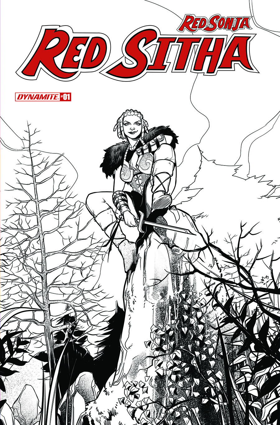 Red Sonja Red Sitha #1 Cover G Incentive Valentina Pinti Black & White Cover