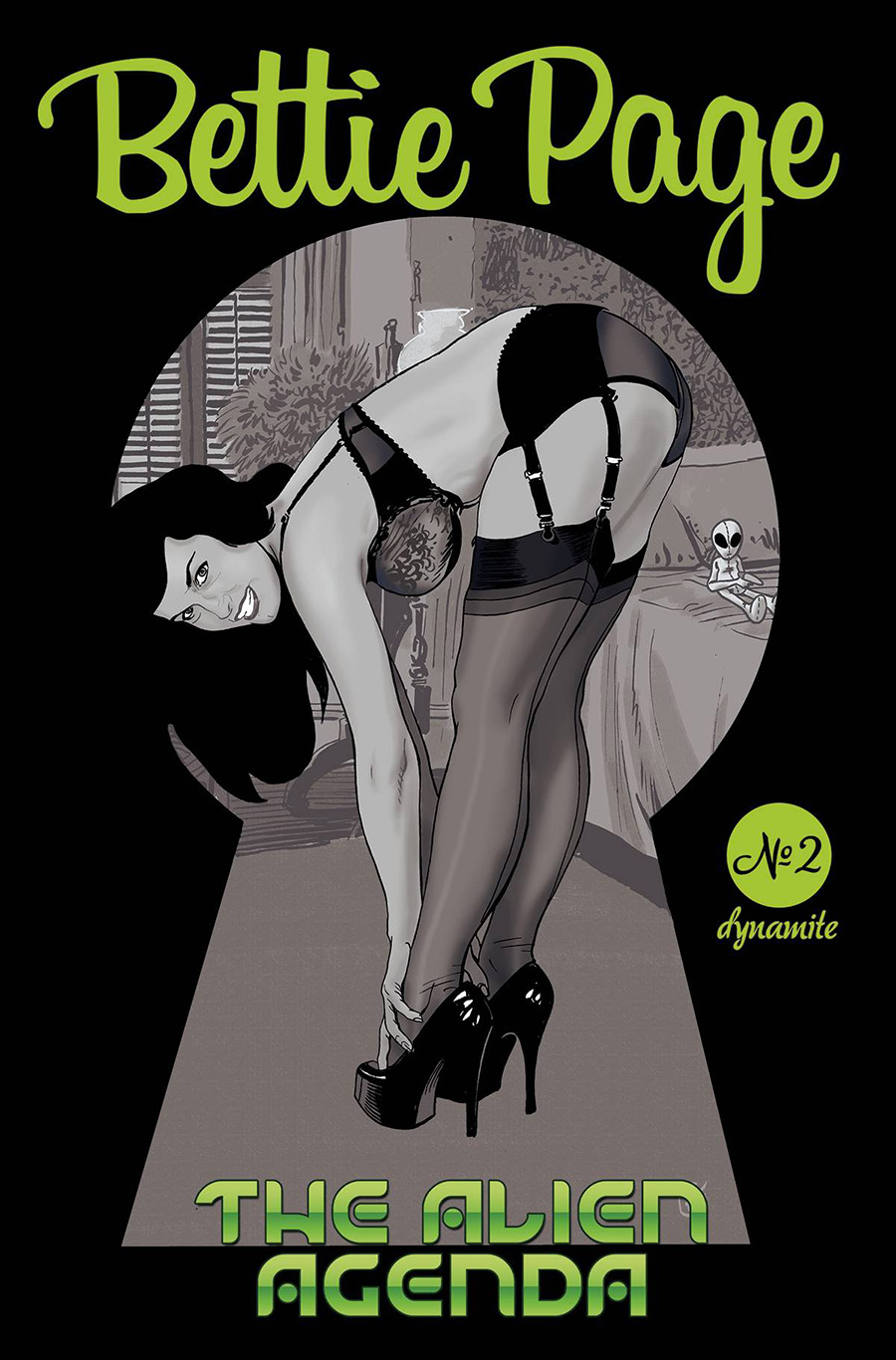 Bettie Page Alien Agenda #3 Cover F Incentive Jimmy Broxton Black & White Cover
