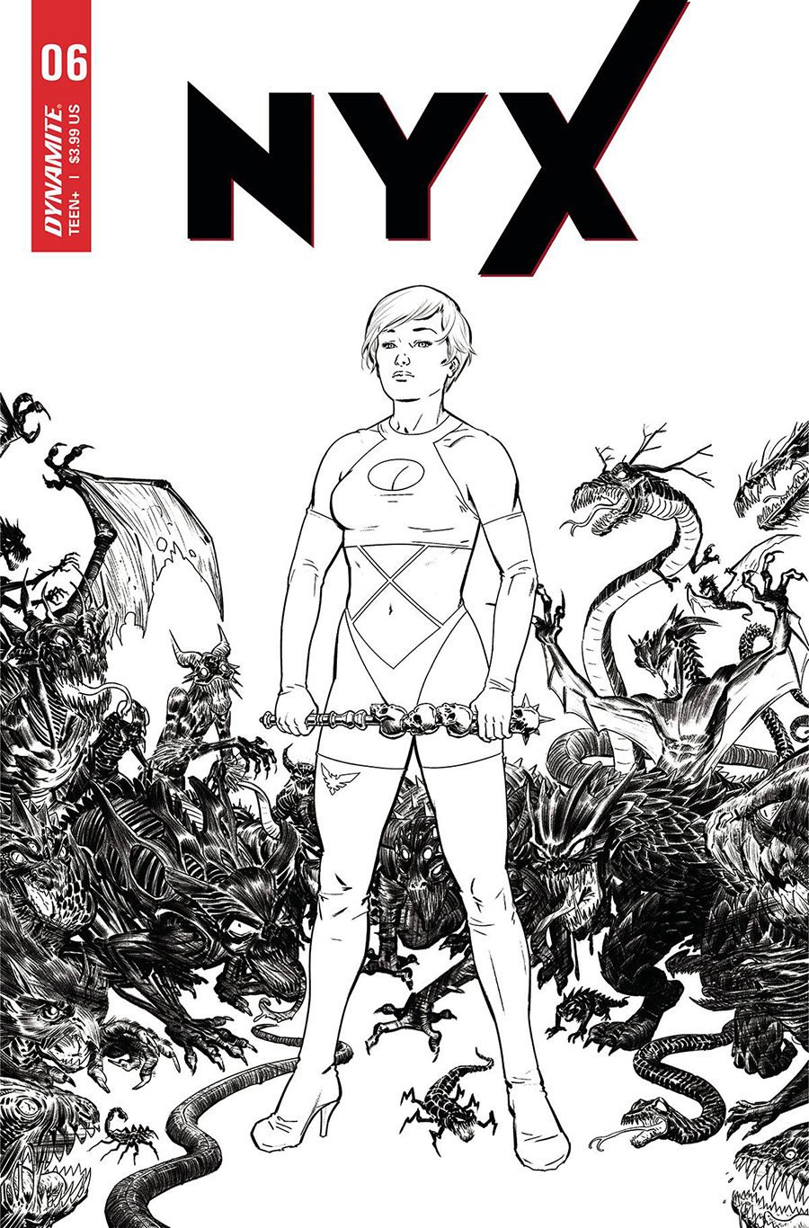 Nyx (Dynamite Entertainment) #6 Cover E Incentive Alvaro Lopez Black & White Cover