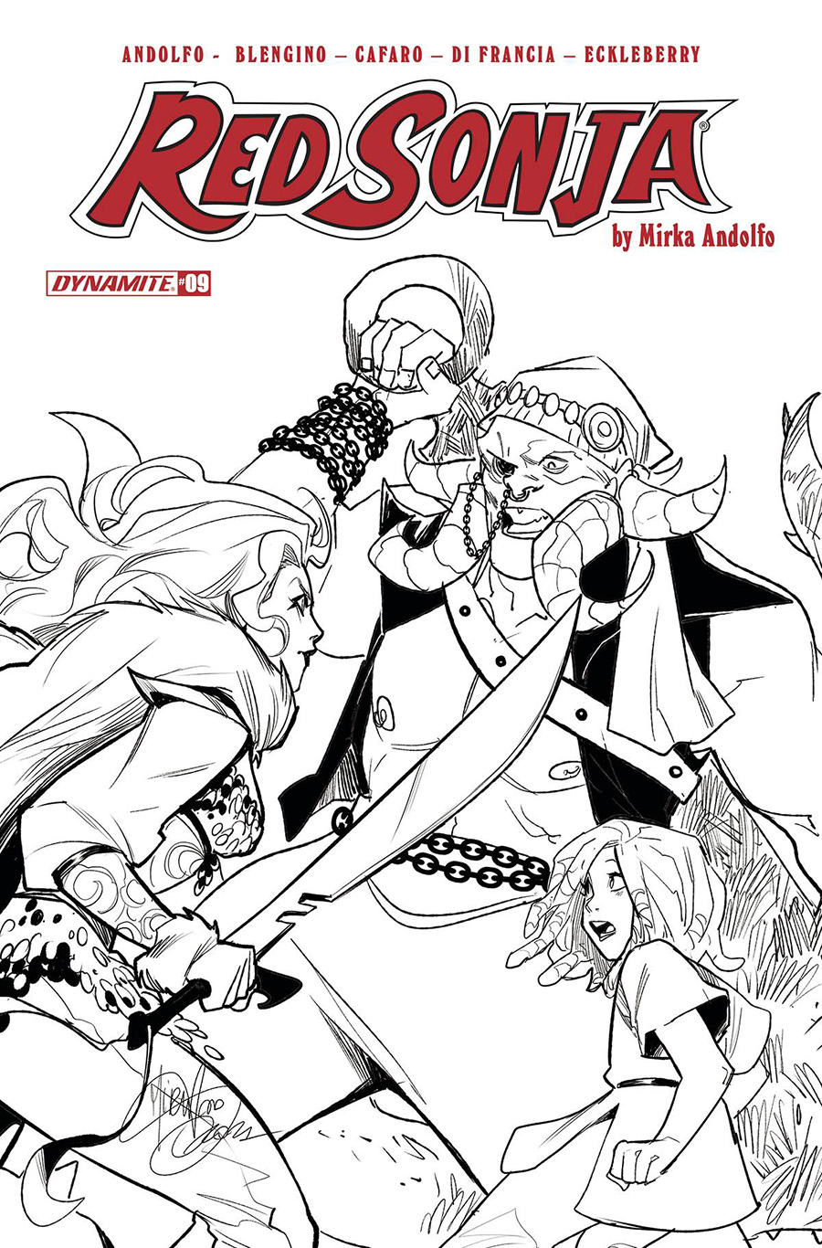 Red Sonja Vol 9 #9 Cover F Incentive Mirka Andolfo Black & White Cover