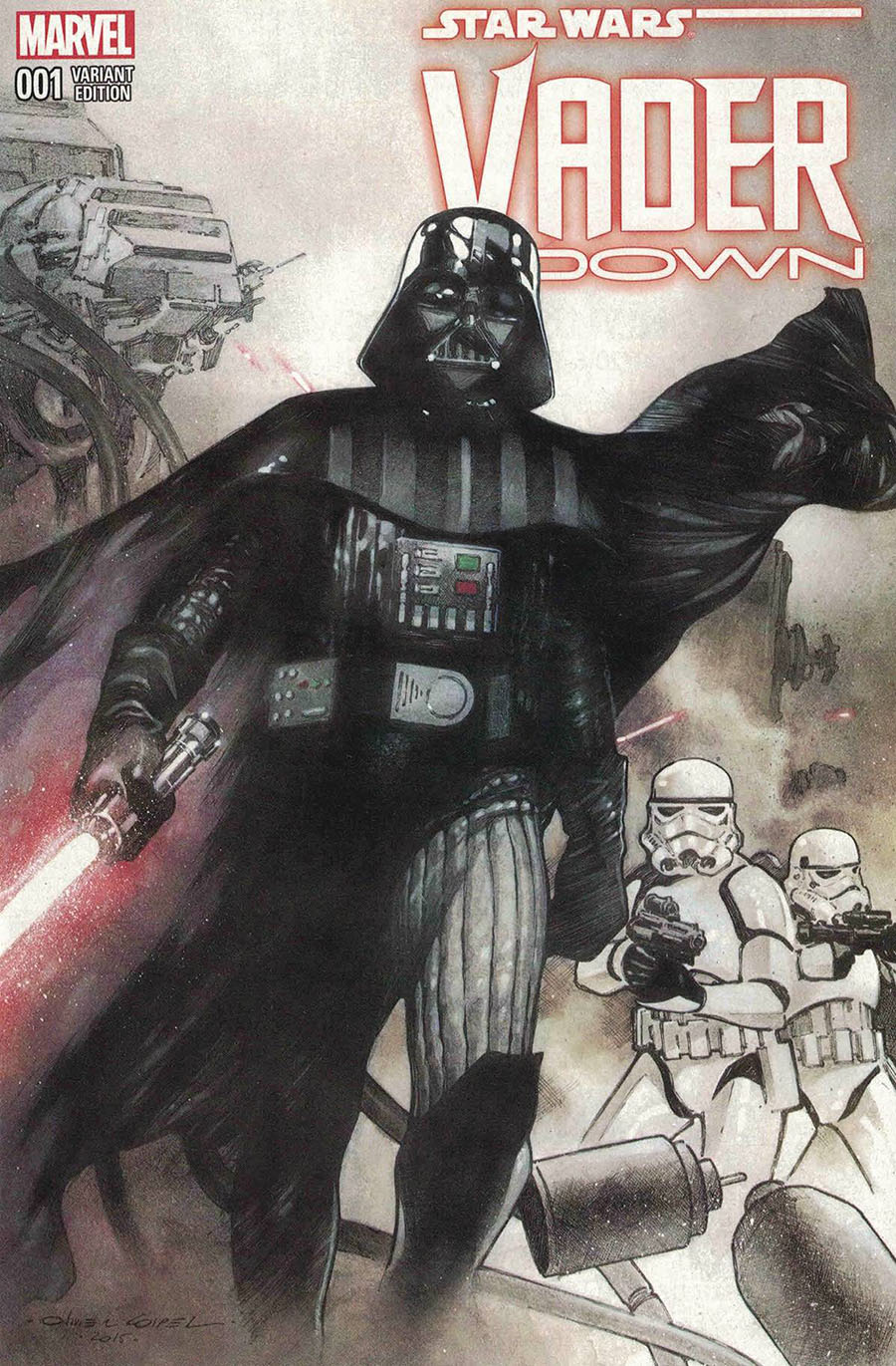 Star Wars Vader Down #1 DF Exclusive Olivier Coipel Color And Black & White Variant Cover Set