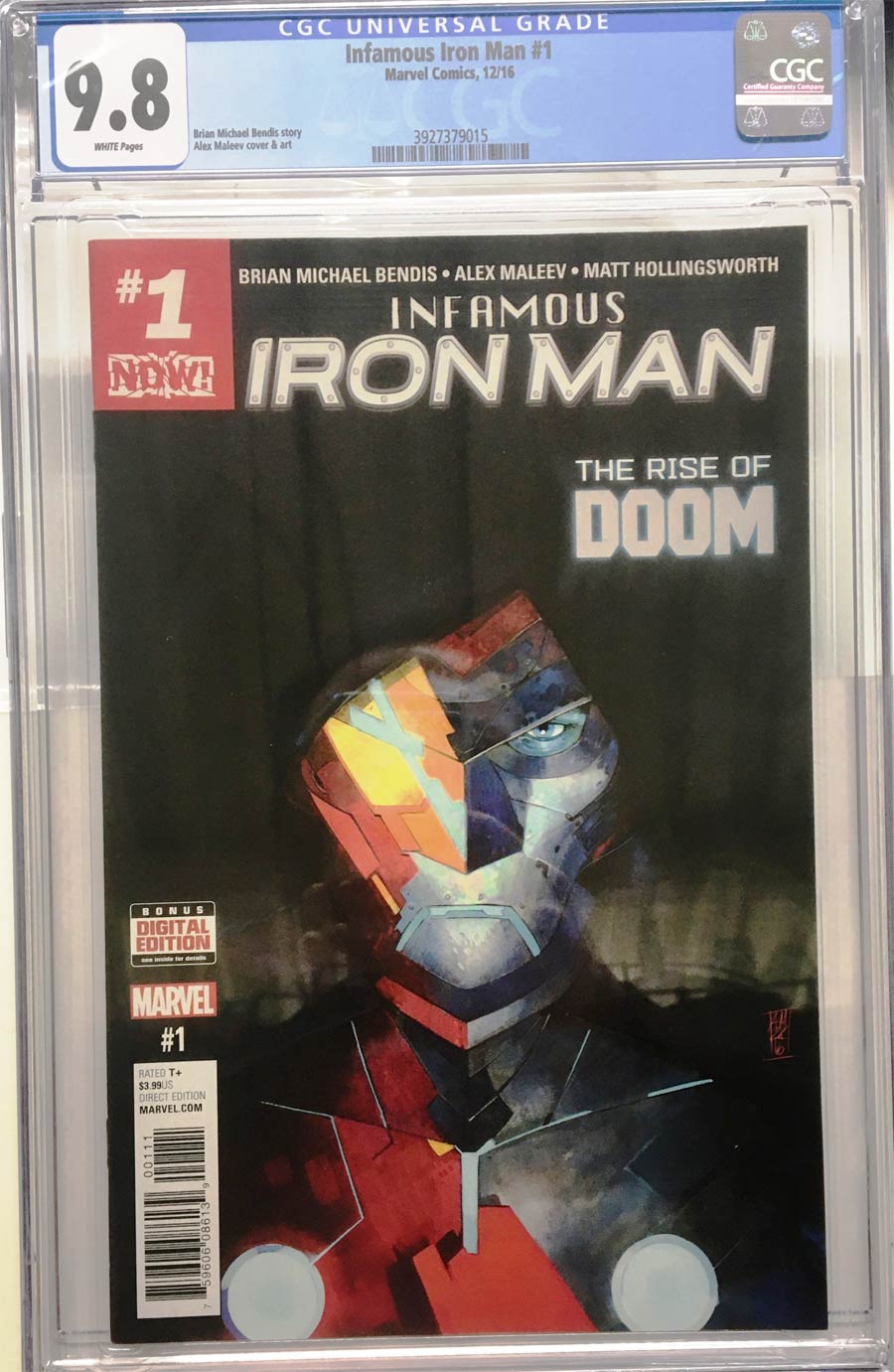 Infamous Iron Man #1 Cover J 1st Ptg Regular Alex Maleev Cover (Marvel Now Tie-In) CGC 9.8