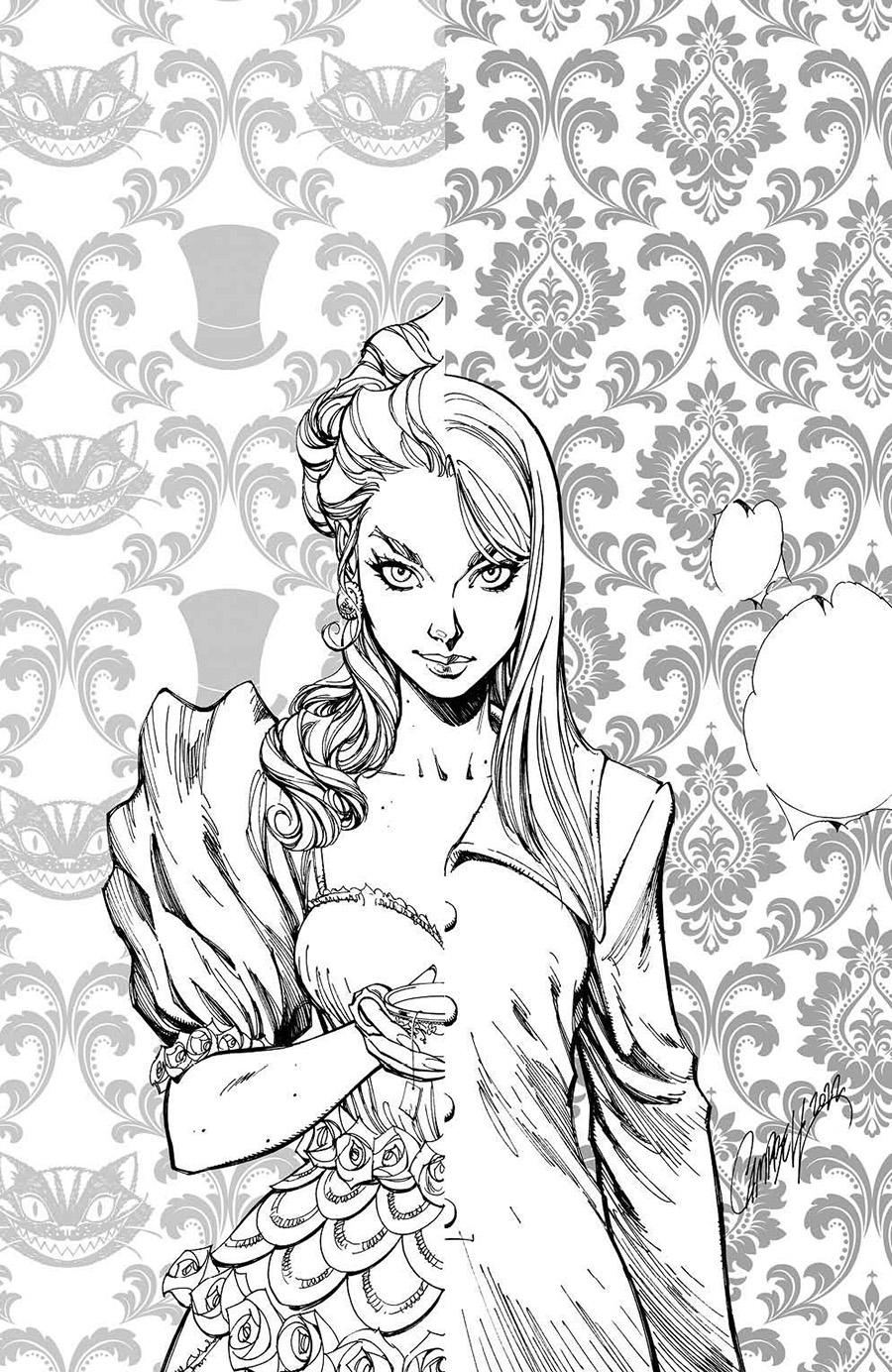 Alice Ever After #1 Cover F Incentive J Scott Campbell Reveal Black & White Virgin Cover