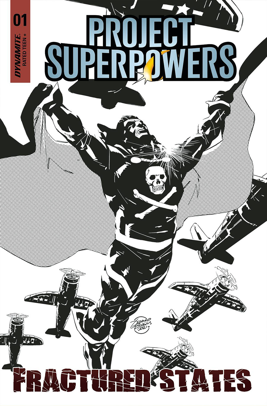 Project Superpowers Fractured States #1 Cover R Incentive Geraldo Borges Black & White Cover