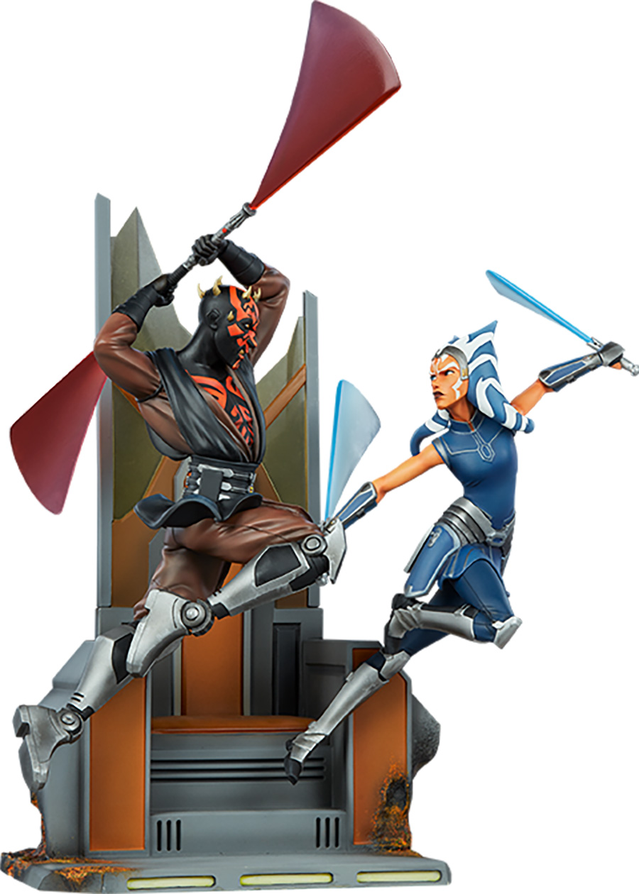 Star Wars The Clone Wars Ahsoka Tano vs Darth Maul Diorama Statue