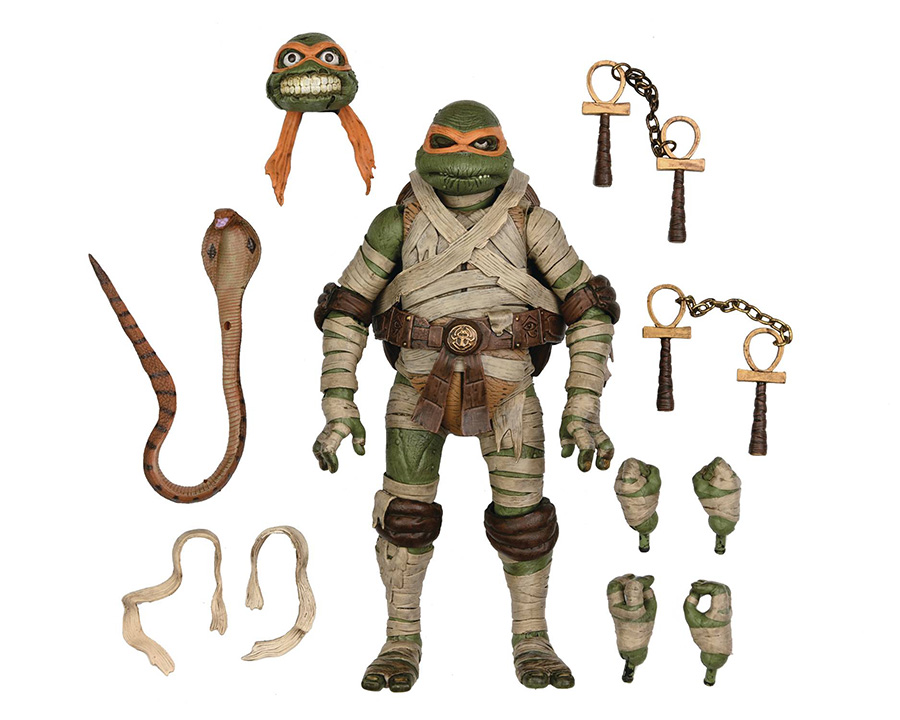Universal Monsters x Teenage Mutant Ninja Turtles Michelangelo As The Mummy 7-Inch Scale Ultimate Action Figure