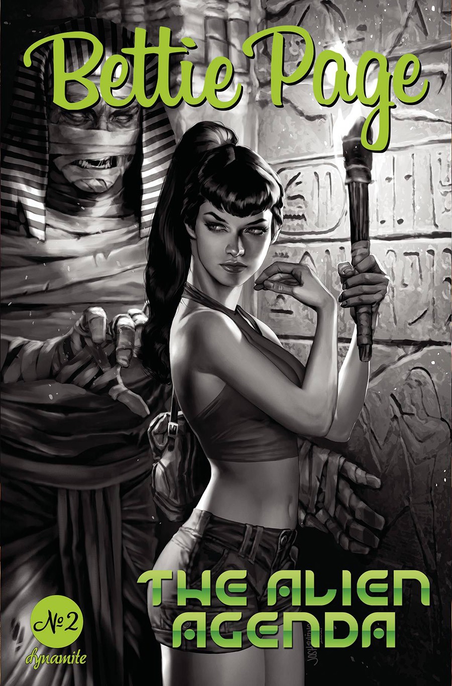 Bettie Page Alien Agenda #2 Cover P Incentive Josh Burns Black & White Cover