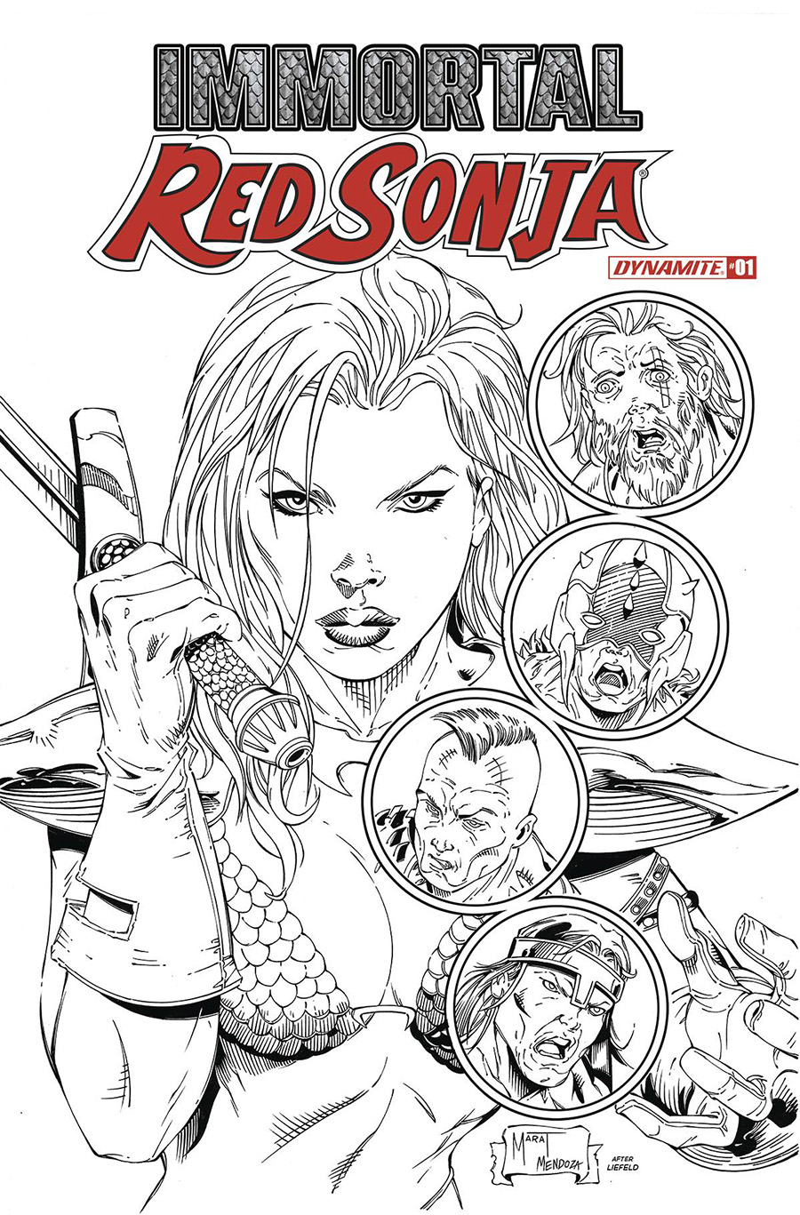 Immortal Red Sonja #1 Cover U Incentive Marat Mychaels Rob Liefeld Homage Black & White Cover
