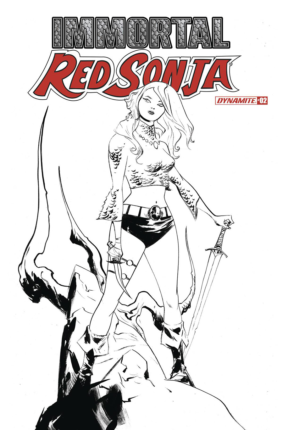 Immortal Red Sonja #1 Cover X Incentive Jae Lee Black & White Cover