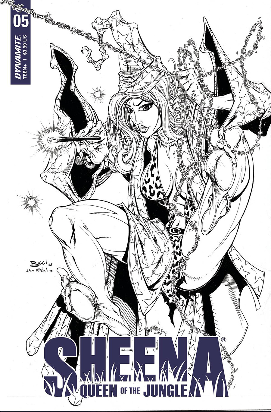 Sheena Queen Of The Jungle #5 Cover Q Incentive Jamie Biggs Wizard Homage Black & White Cover