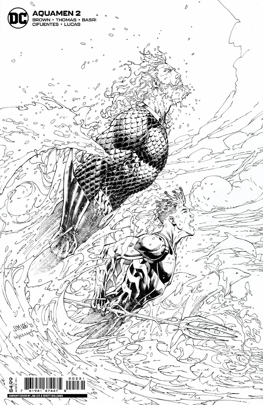 Aquamen #2 Cover C Variant Jim Lee Black & White Card Stock Cover