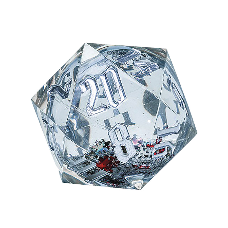 Slow Globe 55mm D20 Silver Ink Glitter Red & Green