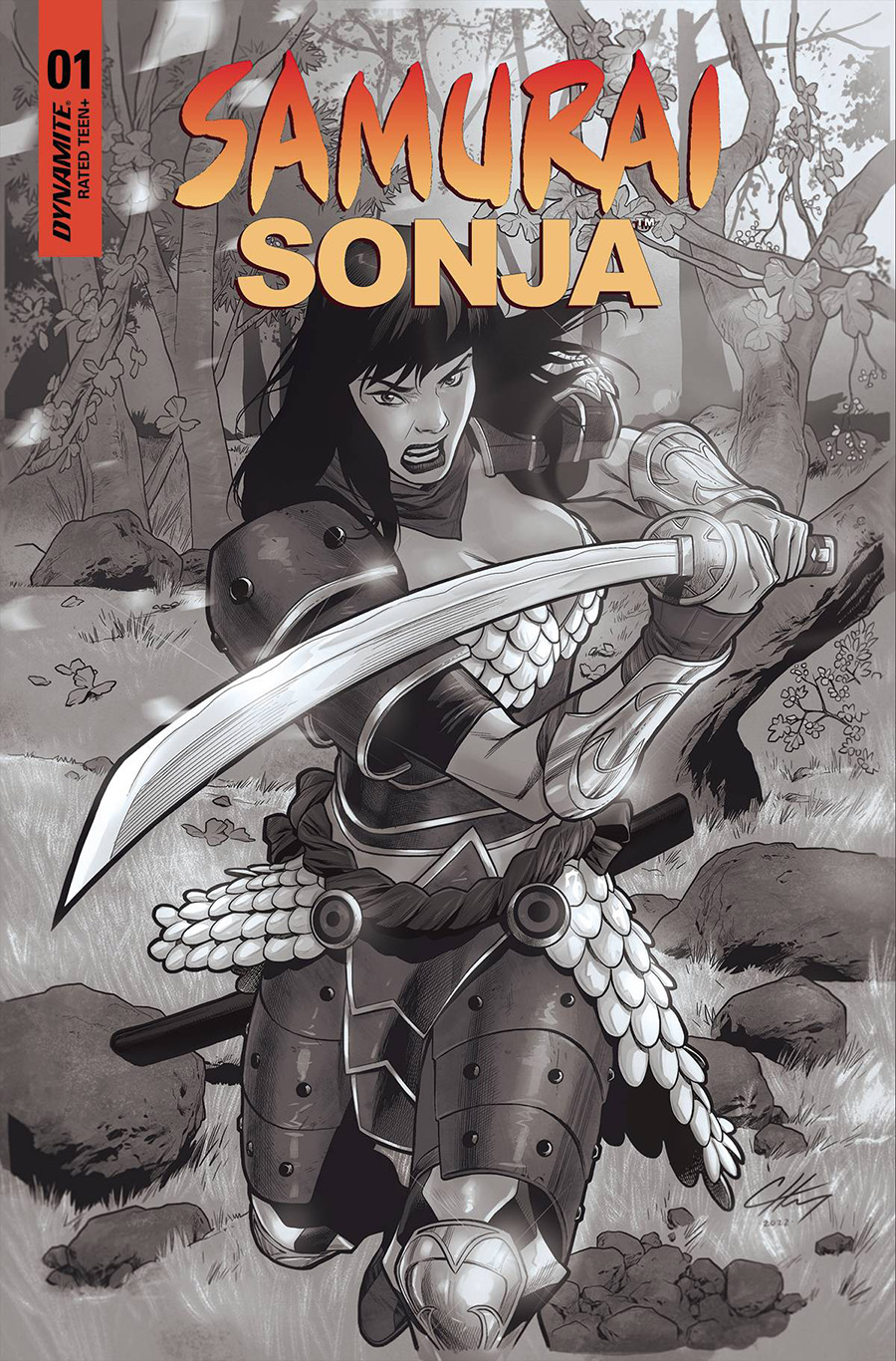 Samurai Sonja #1 Cover J Incentive Clayton Henry Black & White Cover