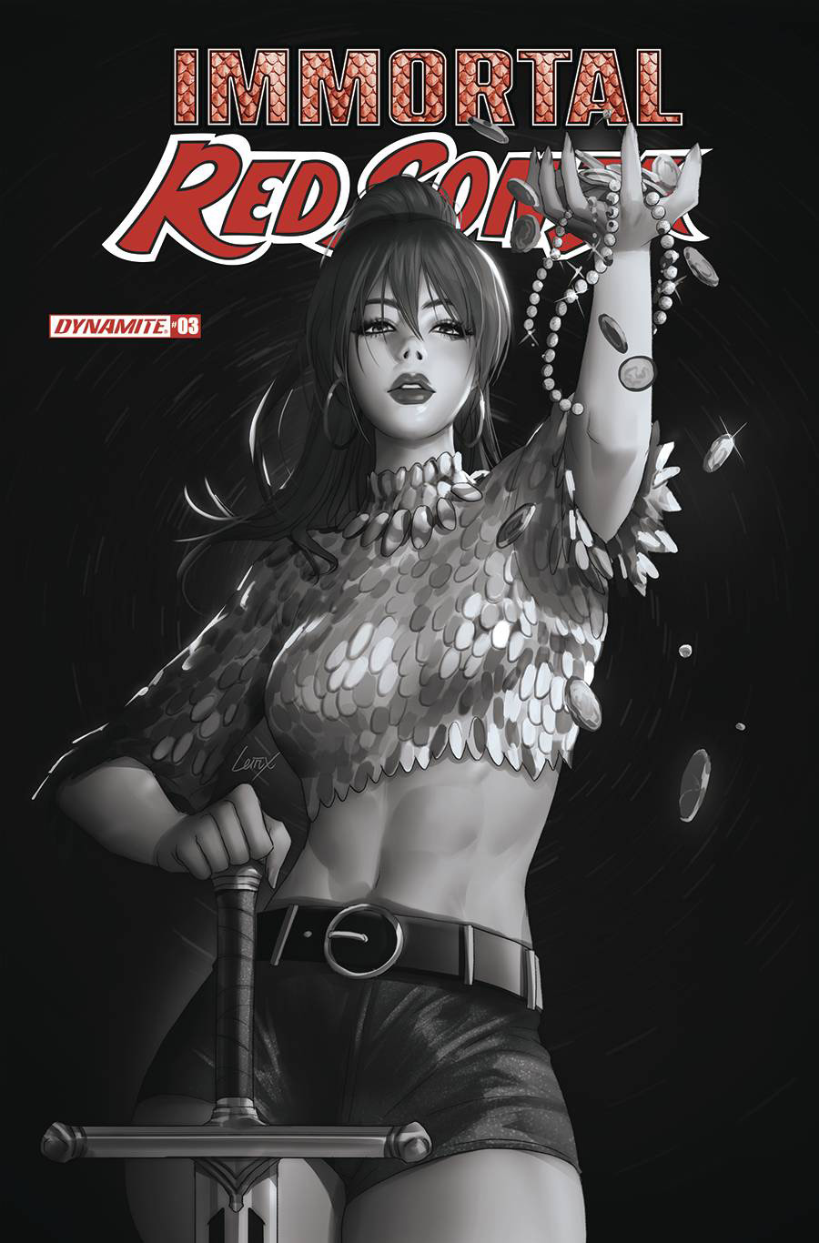 Immortal Red Sonja #3 Cover F Incentive Lesley Leirix Li Black & White Cover