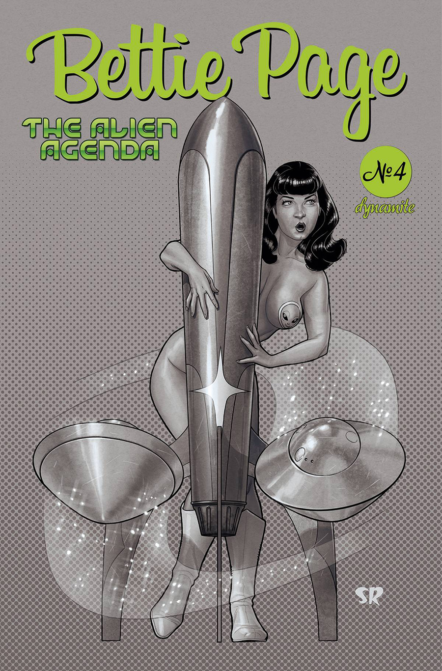 Bettie Page Alien Agenda #4 Cover G Incentive Stephane Roux Black & White Cover