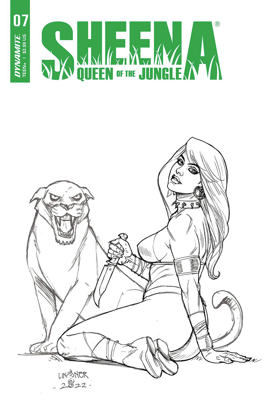 Sheena Queen Of The Jungle #7 Cover F Incentive Joseph Michael Linsner Black & White Cover