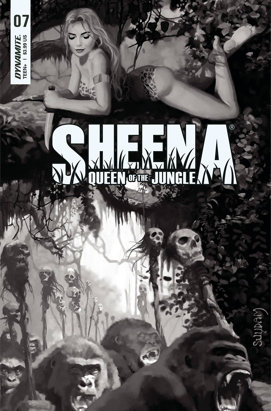 Sheena Queen Of The Jungle #7 Cover I Incentive Arthur Suydam Black & White Cover