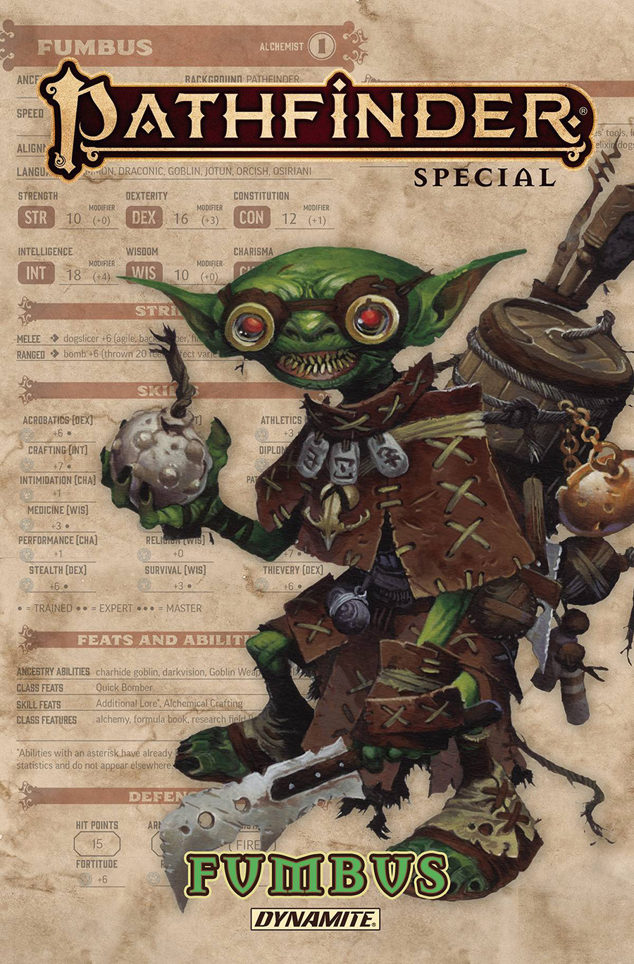 Pathfinder Fumbus #1 (One Shot) Cover B Character Sheet Cover