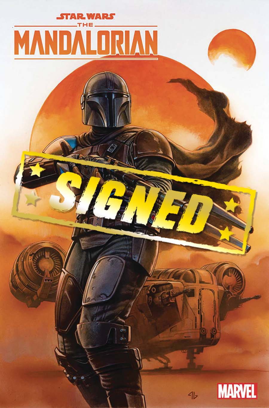 Star Wars The Mandalorian #1 Cover K DF Lightsaber Silver Signature Series Signed By Rodney Barnes