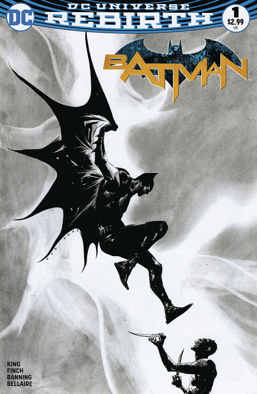Batman Vol 3 #1 Cover U DF Exclusive Jae Lee Black & White Variant Cover