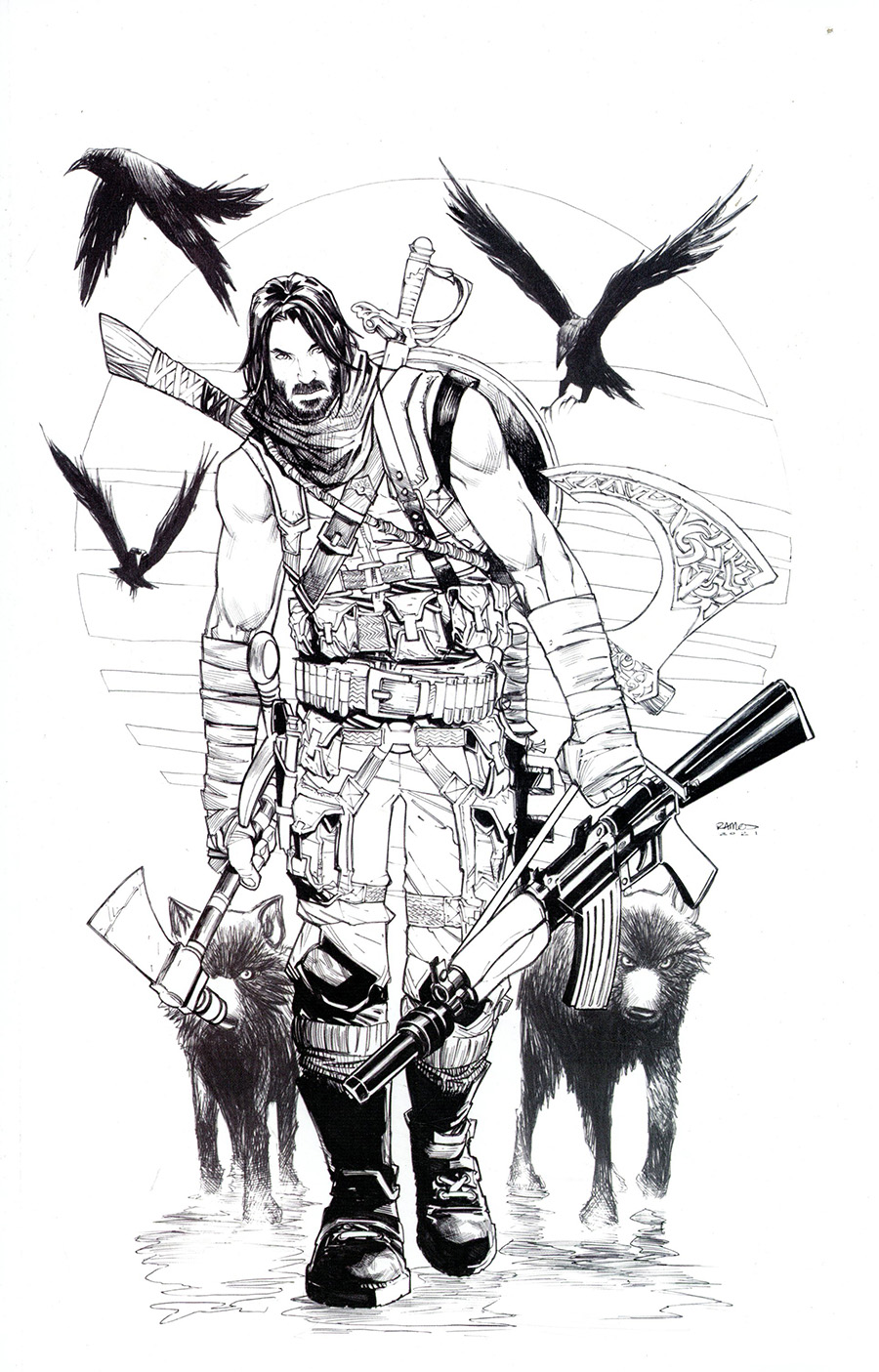 BRZRKR (Berzerker) #9 Cover H Incentive Humberto Ramos Black & White Virgin Variant Cover