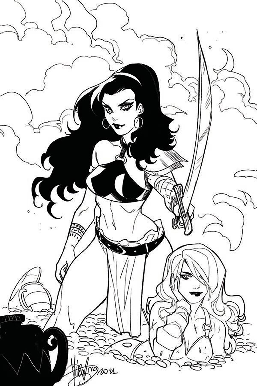 Belit & Valeria Swords vs Sorcery #2 Cover G Incentive Mirka Andolfo Black & White Cover