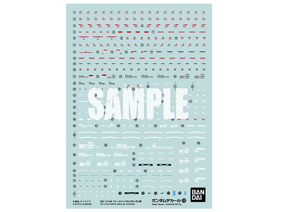 Gundam Decal - Bag Of 6 Units - #130 Real Grade 1/144 Force Impulse Gundam Decal Set