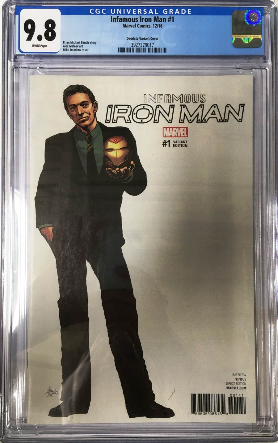 Infamous Iron Man #1 Cover K Incentive Mike Deodato Jr Teaser Variant Cover (Marvel Now Tie-In) CGC 9.8