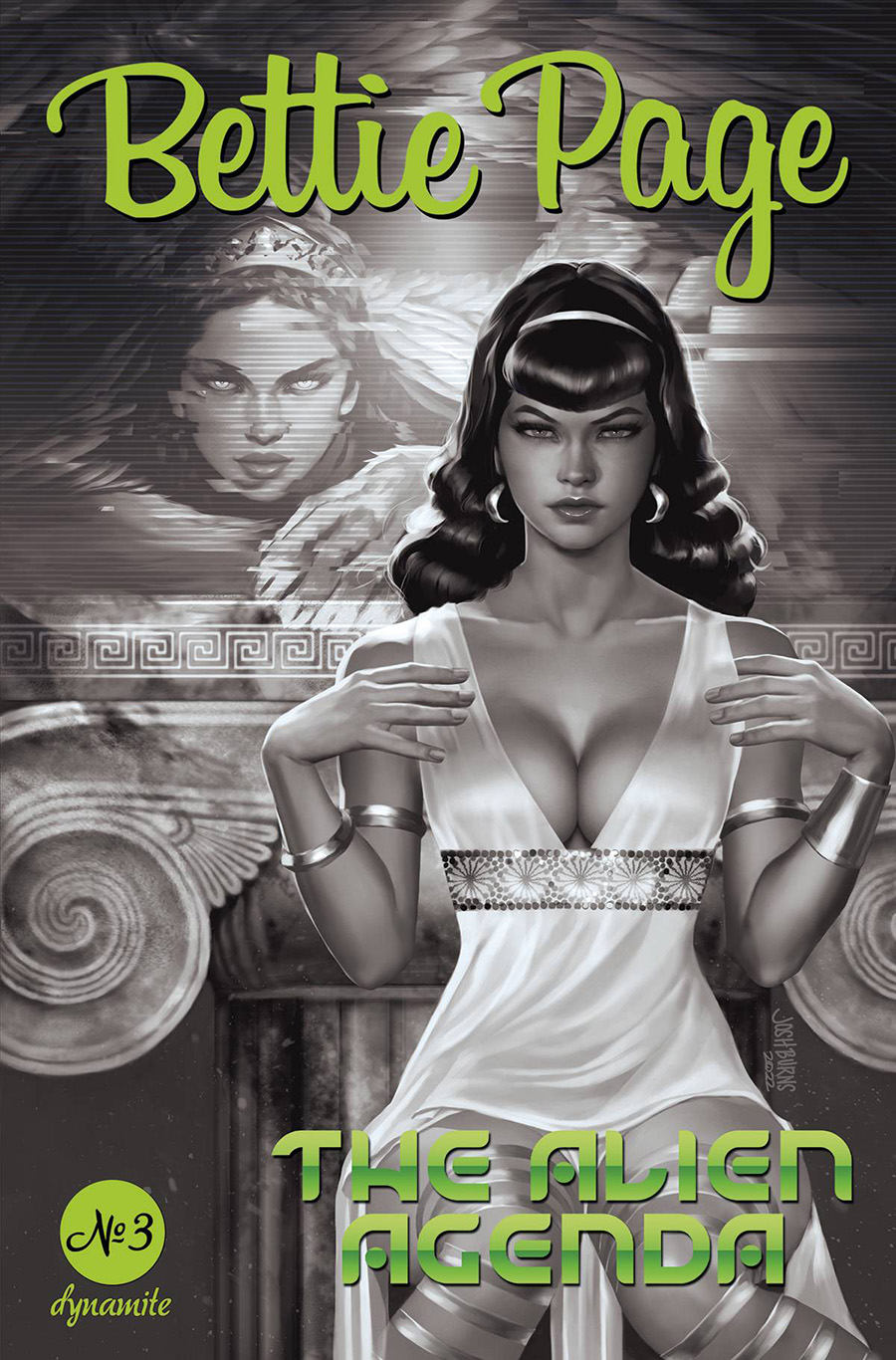 Bettie Page Alien Agenda #3 Cover Q Incentive Josh Burns Black & White Cover