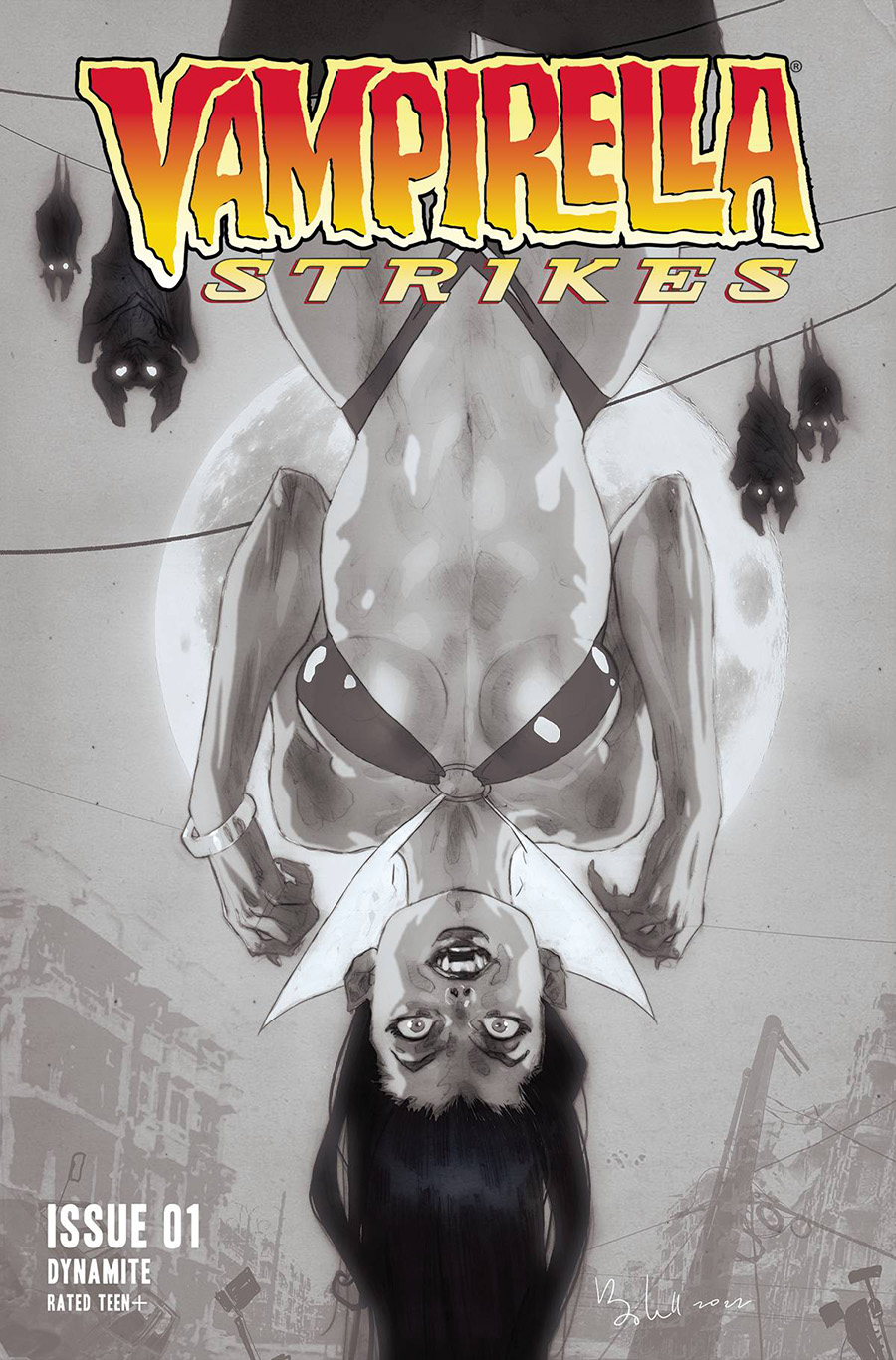 Vampirella Strikes Vol 3 #1 Cover S Incentive Ben Caldwell Black & White Cover