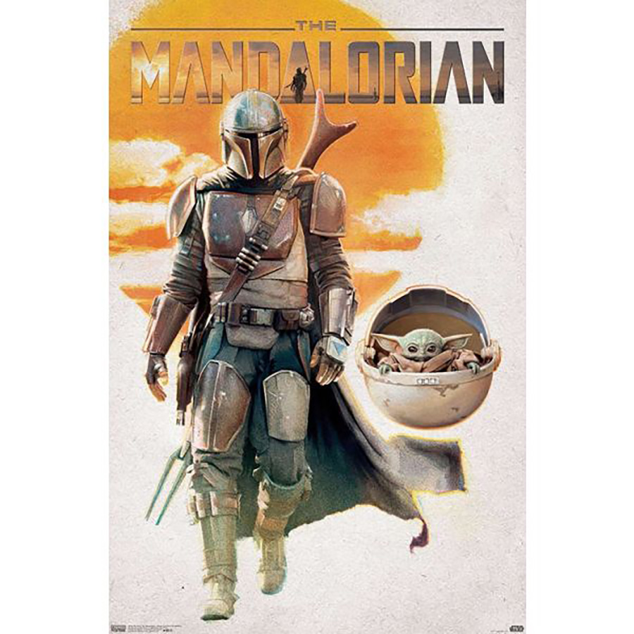 Star Wars The Mandalorian Mando And The Child Walking Poster