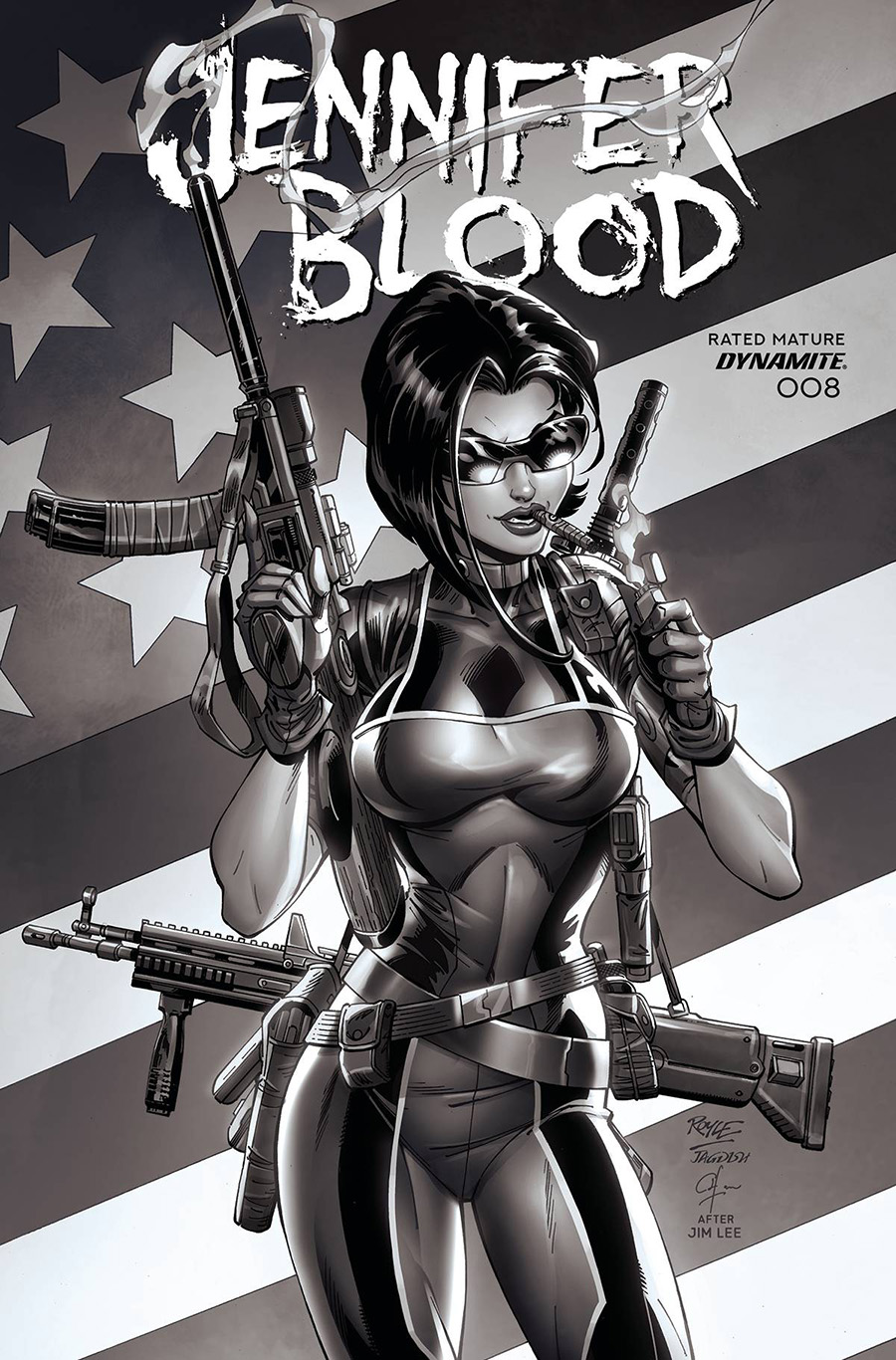 Jennifer Blood Vol 2 #8 Cover P Incentive John Royle Jim Lee Homage Black & White Cover