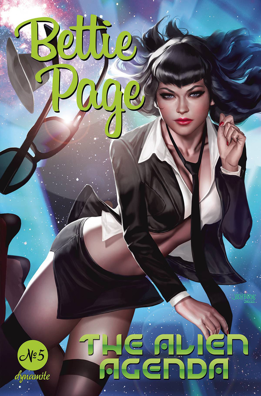 Bettie Page Alien Agenda #5 Cover B Variant Josh Burns Cover