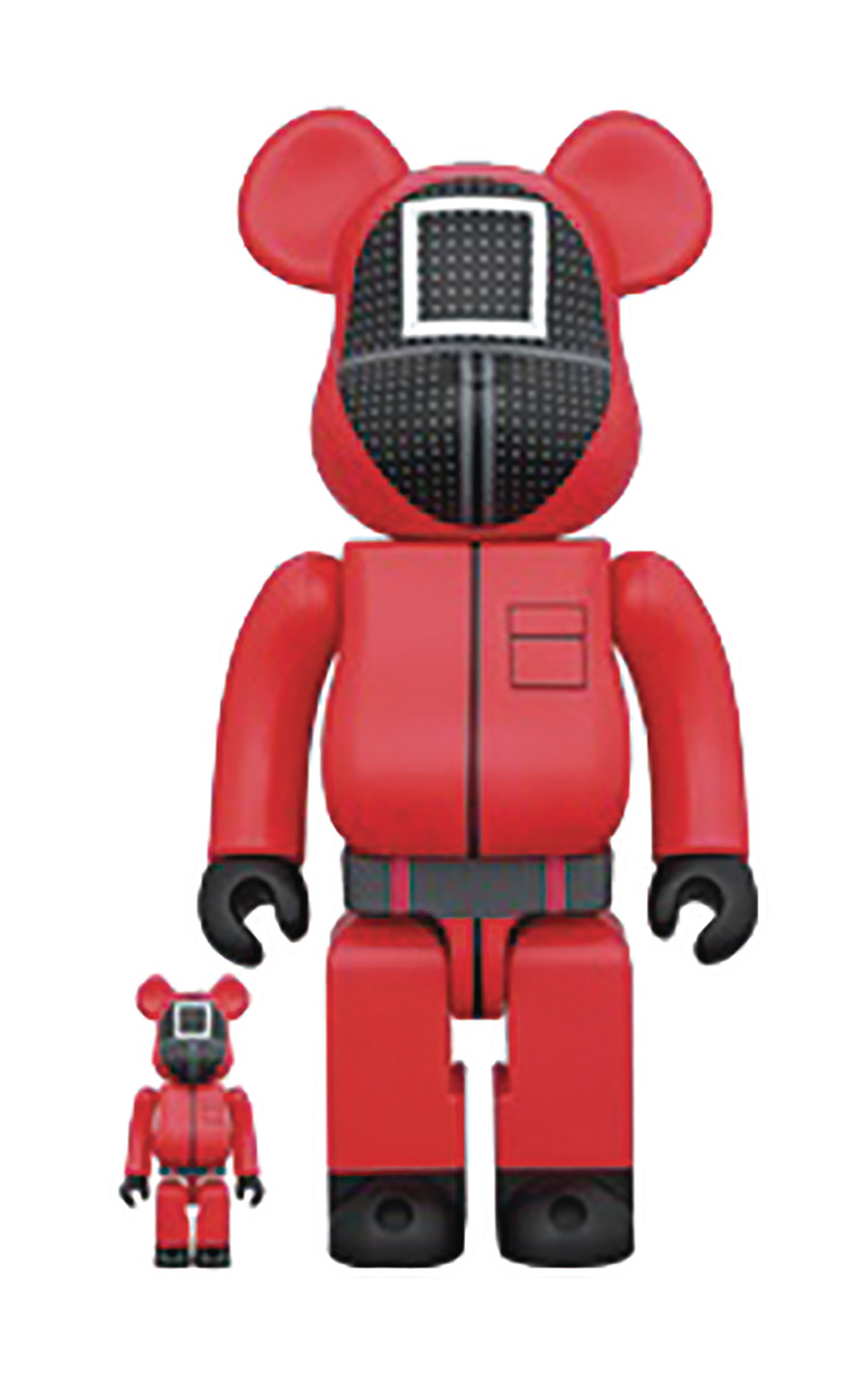 Squid Game Square-Masked Guard 100 Percent & 400 Percent 2-Pack Bearbrick