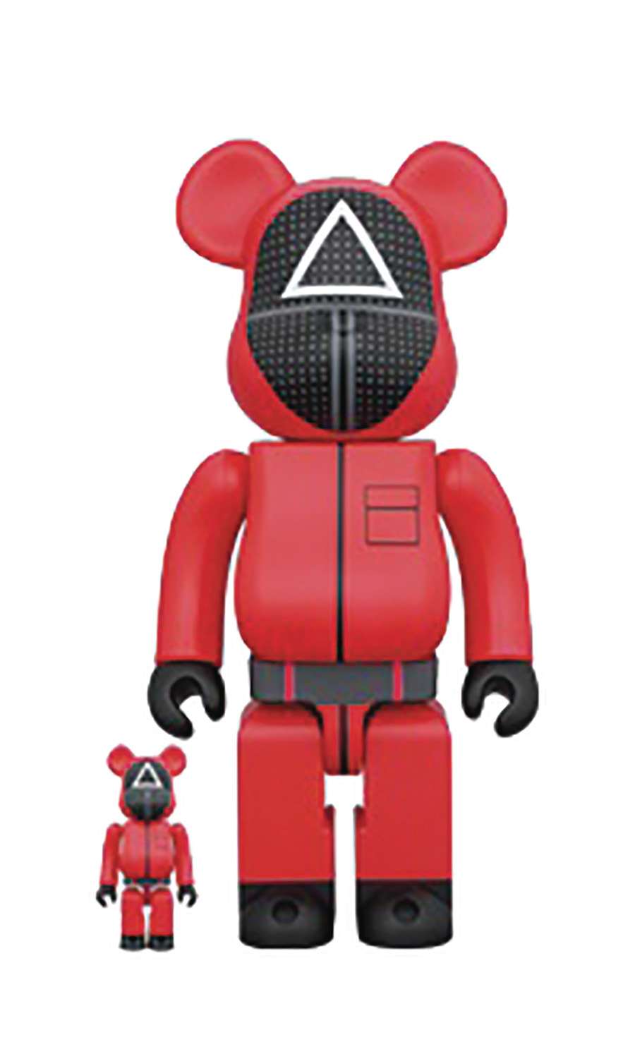 Squid Game Triangle-Masked Guard 100 Percent & 400 Percent 2-Pack Bearbrick