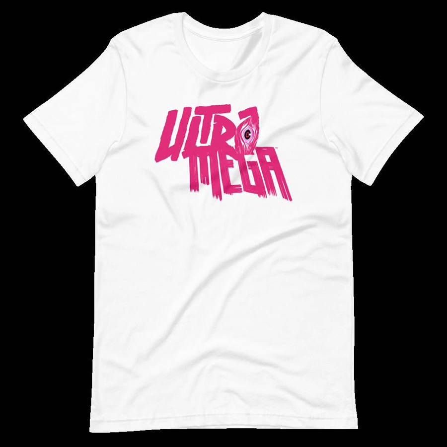 Ultramega Pink Logo Small Eye White T-Shirt XXX-Large