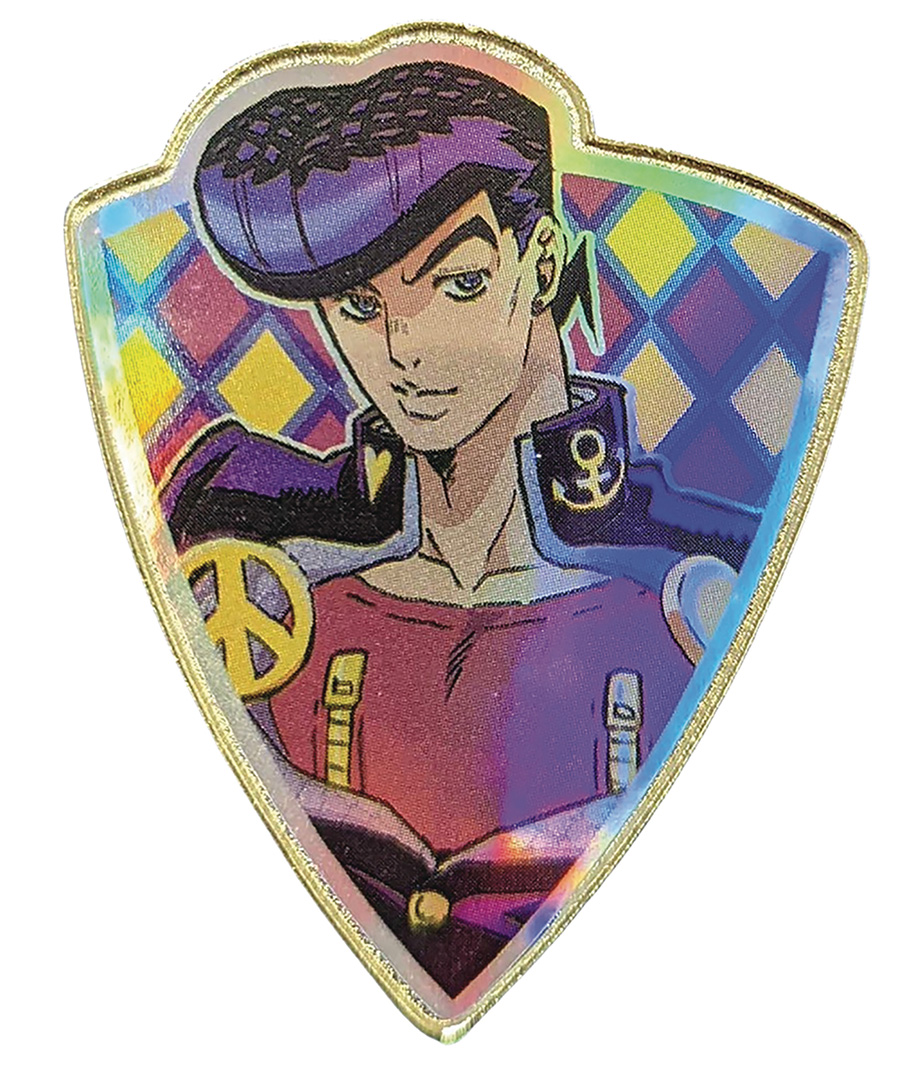 JoJos Bizarre Adventure Rainbow Holo Foil Crest Pin - Josuke
