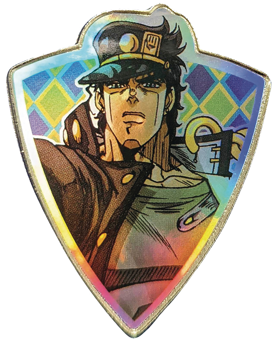 JoJos Bizarre Adventure Rainbow Holo Foil Crest Pin - Jotaro