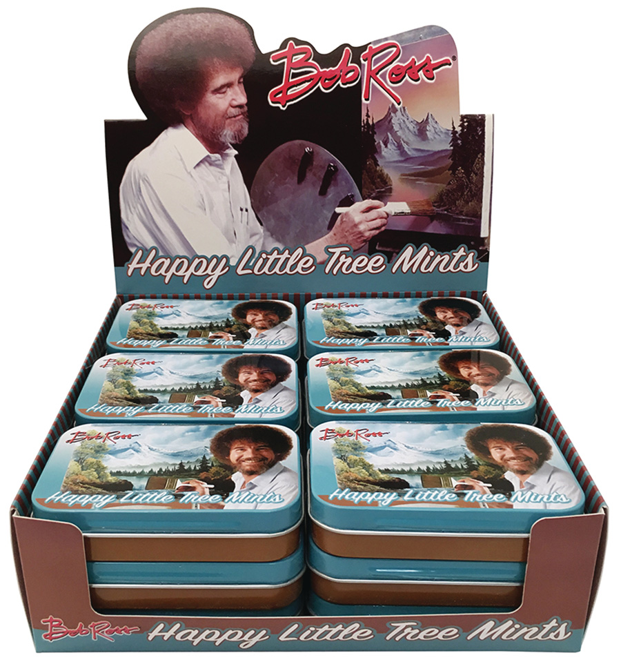Bob Ross Happy Little Tree Mints Candy Tin 18-Count Display