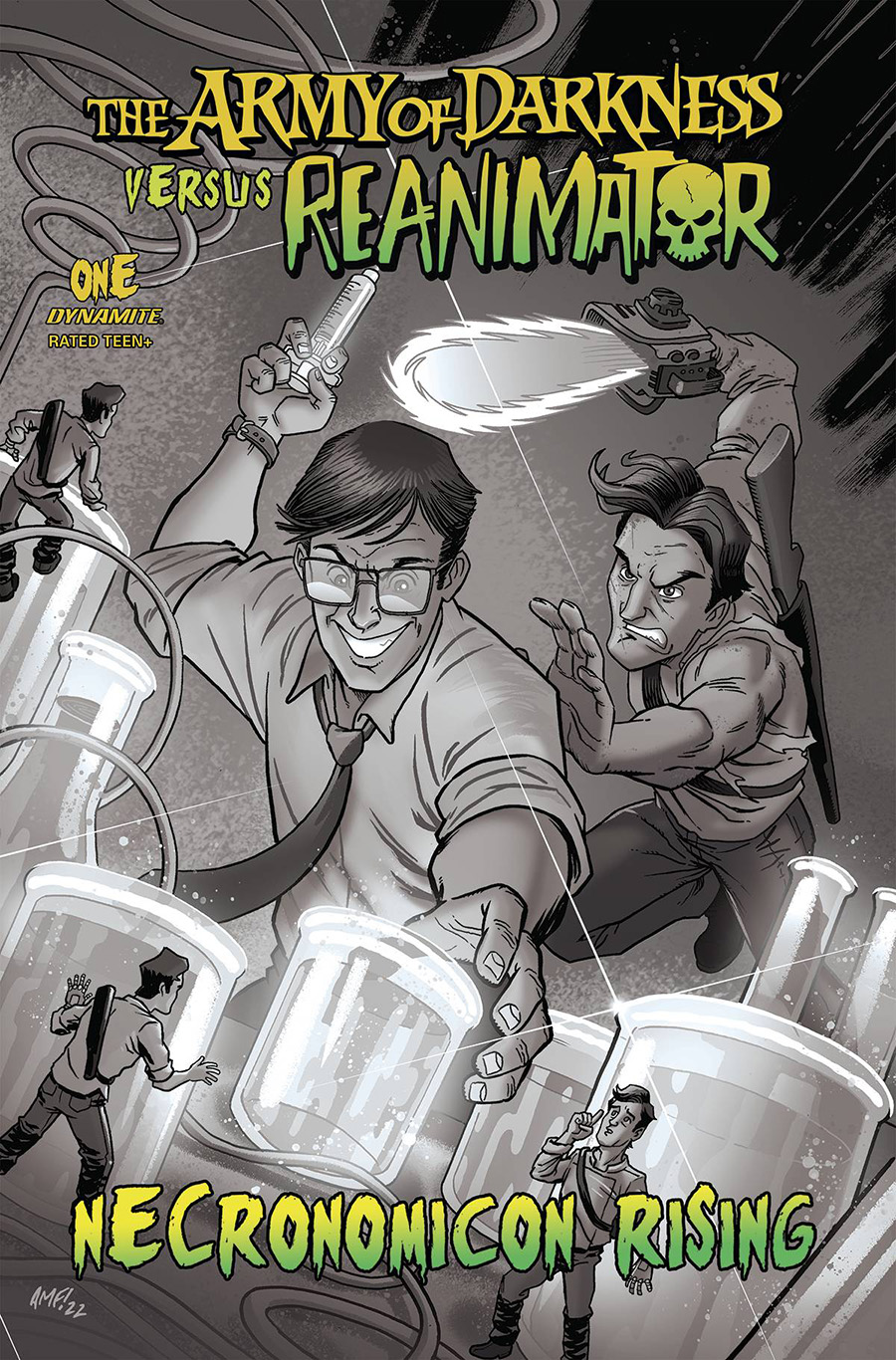 Army Of Darkness vs Reanimator Necronomicon Rising #1 Cover I Incentive Tony Fleecs Black & White Cover