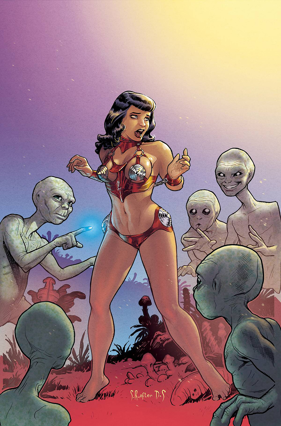 Bettie Page Alien Agenda #5 Cover I Incentive Stephane Roux Virgin Cover