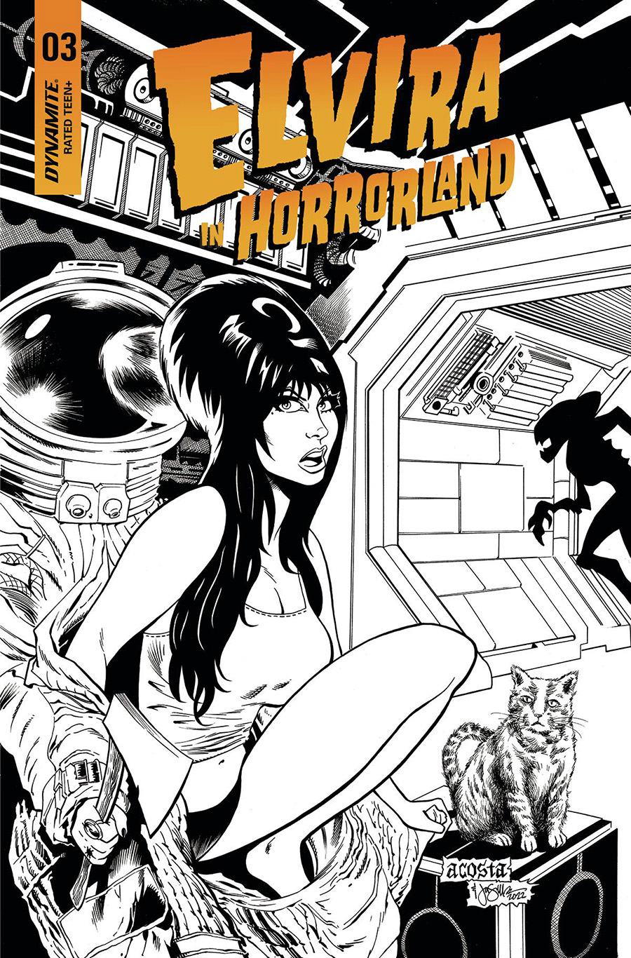 Elvira In Horrorland #3 Cover E Incentive Dave Acosta Black & White Cover