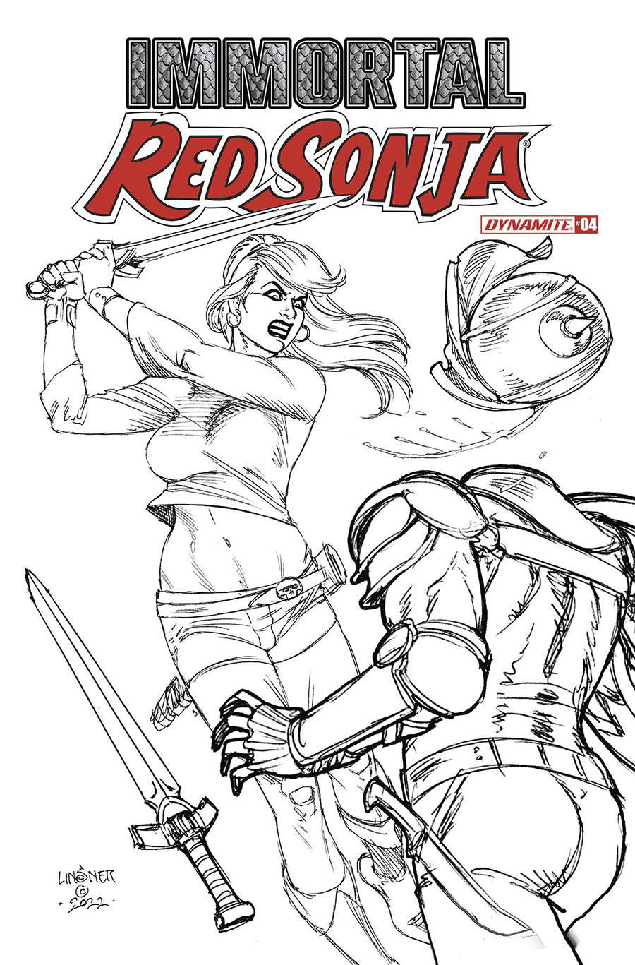 Immortal Red Sonja #4 Cover G Incentive Joseph Michael Linsner Black & White Cover