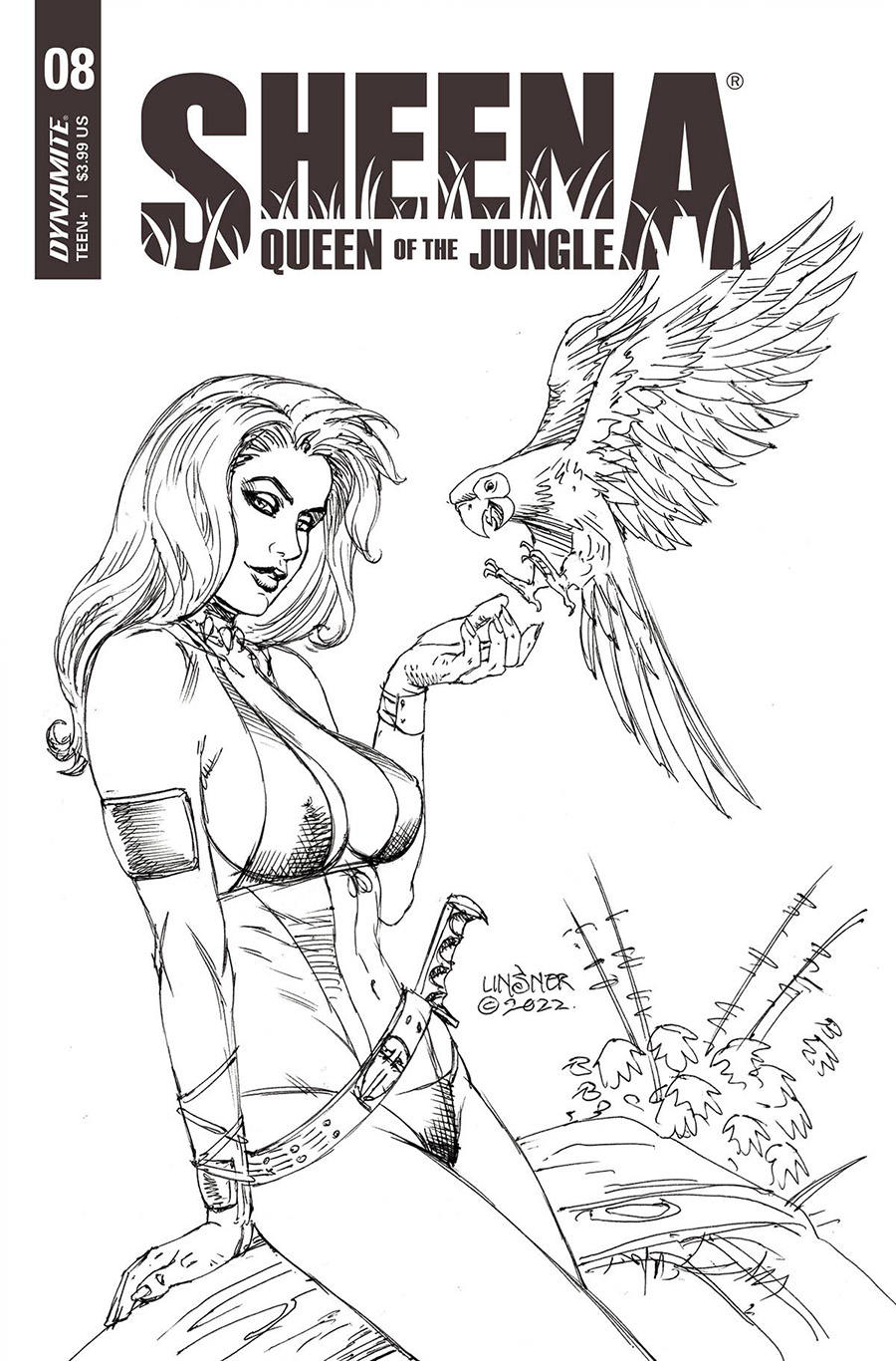 Sheena Queen Of The Jungle #8 Cover F Incentive Joseph Michael Linsner Black & White Cover