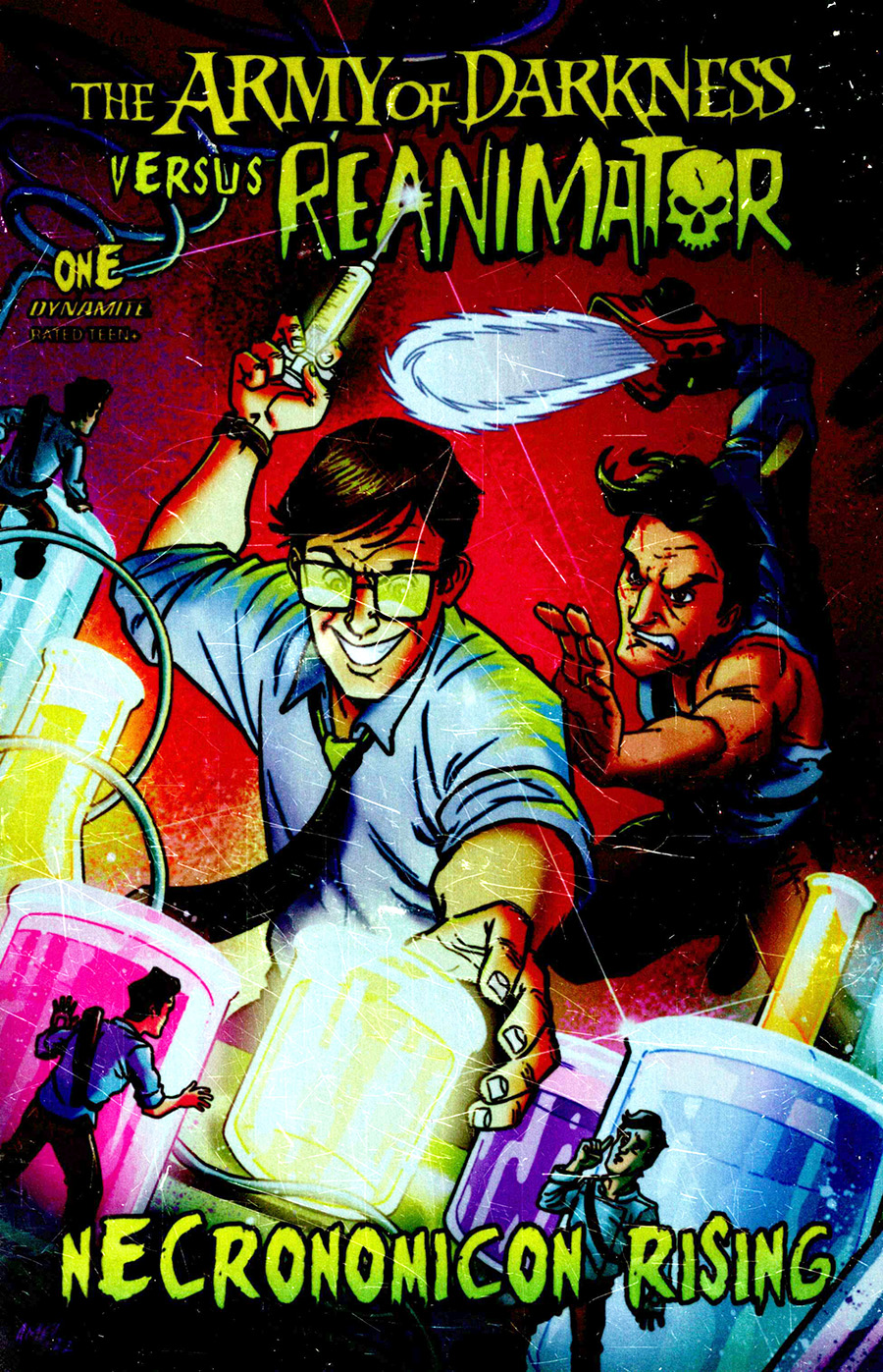 Army Of Darkness vs Reanimator Necronomicon Rising #1 Cover L Tony Fleecs Dynamite Metal Premium Cover